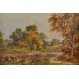 HENRY MORLEY PARK River Landscape Oil on board Signed 20 x 30cm