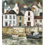 BRENDA KING Padstow Oil on board Signed and dated '81 Inscribed to the back 30 x 27cm