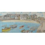 EDWARD TREVORROW St Ives Oil on board Signed 54 x 116cm