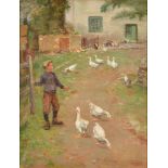 JOHN WILLIAM GILROY Boy driving geese Oil on canvas Signed 50 x 38cm (See illustration)