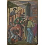 P FREEMAN A group of five works Showing men at work and other scenes Poster paint Some signed and