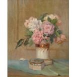 MARGUERITE GOUNIN Still life with peonies Oil on canvas Signed 45 x 37cm