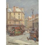 PATRICK DOWNIE Old White Hart Hotel, Winter Sunshine Oil on canvas Signed Further signed,