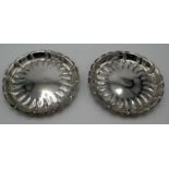 A pair of Irish water lily silver dishes by West & Sons, diameter 12cm, 6oz.