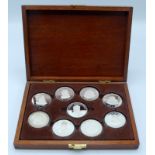 Queens of The British Isles Silver Jubilee set of nine silver crown size medallions.