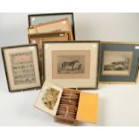 A box of 'Mundi Victor Augustus' cigars, sporting prints a vellum page, botanical watercolours, etc.