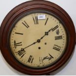 A single train dial wall timepiece in a mahogany case, diameter 41cm.