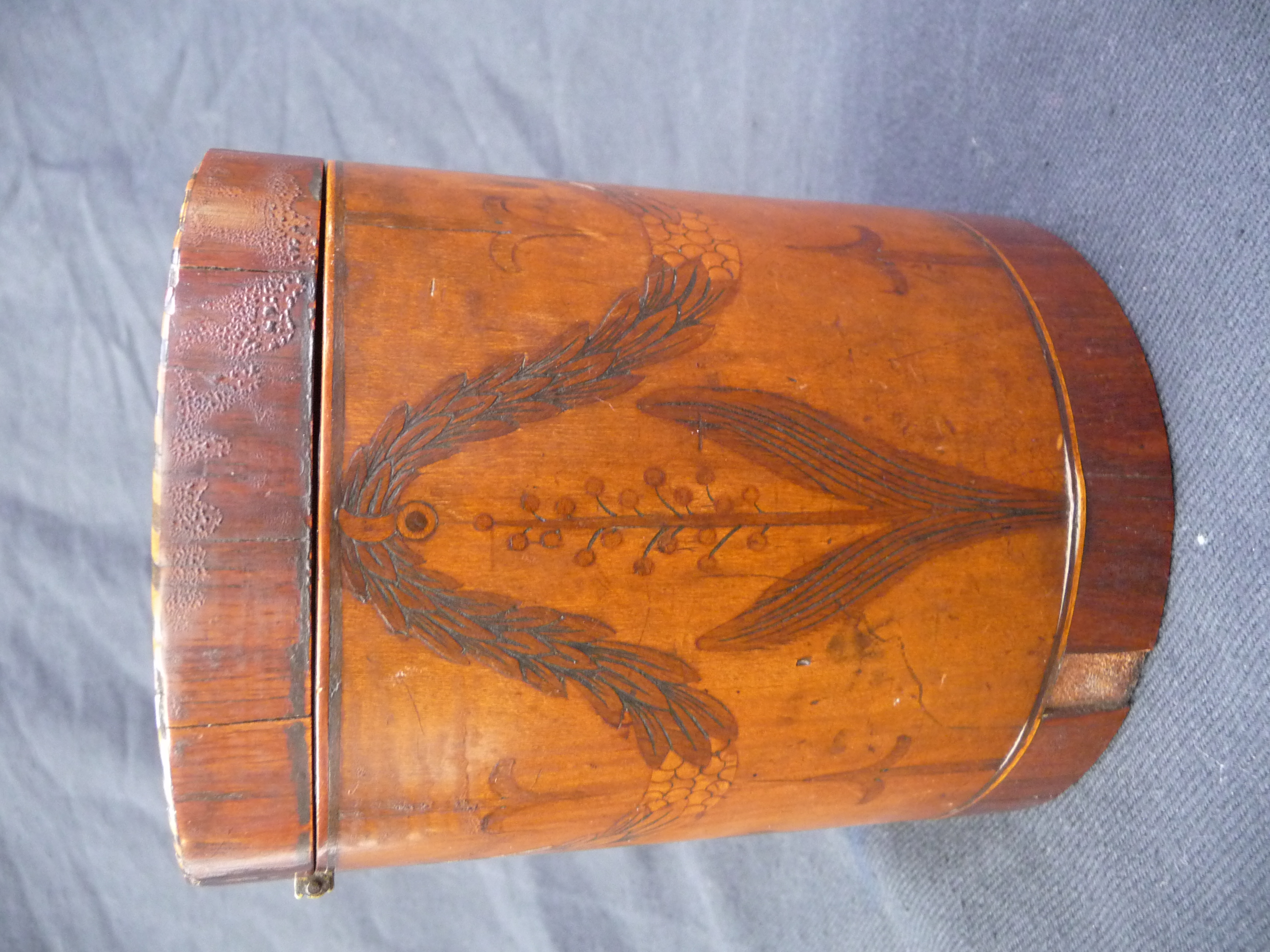 An extremely rare George III cylindrical tea caddy, the hinged lid with silver (unmarked) handle, - Image 3 of 8