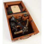 A Hezzanith triple ring sextant with endless tangent screw, boxed.