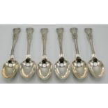 A set of six Kings pattern late Victorian silver teaspoons by Robert Stebbings, London 1894, 7oz.