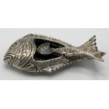 A Tiffany heavy silver fish salt and spoon after Argentiere Pagliai,