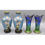 A pair of Chinese cloisonne baluster vases,