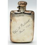 A Victorian plain silver hip flask inscribed 'Ellis H Pritchett' Birmingham 1894, 4.7oz.