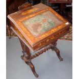 A Victorian walnut Davenport with marquetry inlay,