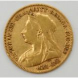 A Victorian old head half sovereign dated 1896, very fine.