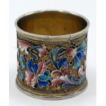 A Russian silver gilt cloisonne enamelled napkin ring.