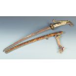 A Japanese sword blade mounted as a court tachi,