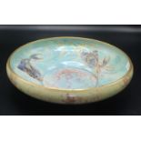 A Shelley Walter Slater iridescent blue bowl decorated with gilded Japanese carp,