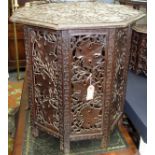 An Indian carved wood occasional table,