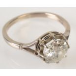 A brilliant cut solitaire diamond ring of approximately 1.75ct. set in 18ct. white gold.