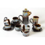 A Leaper Pottery brown glaze coffee service.