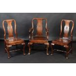 A set of four 19th century Chinese hardwood dining chairs, probably huanghuali,