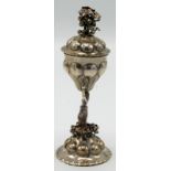 A German silver marriage cup, height 15cm, 92g.