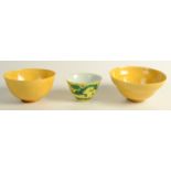 A Chinese Imperial yellow glazed bowl,