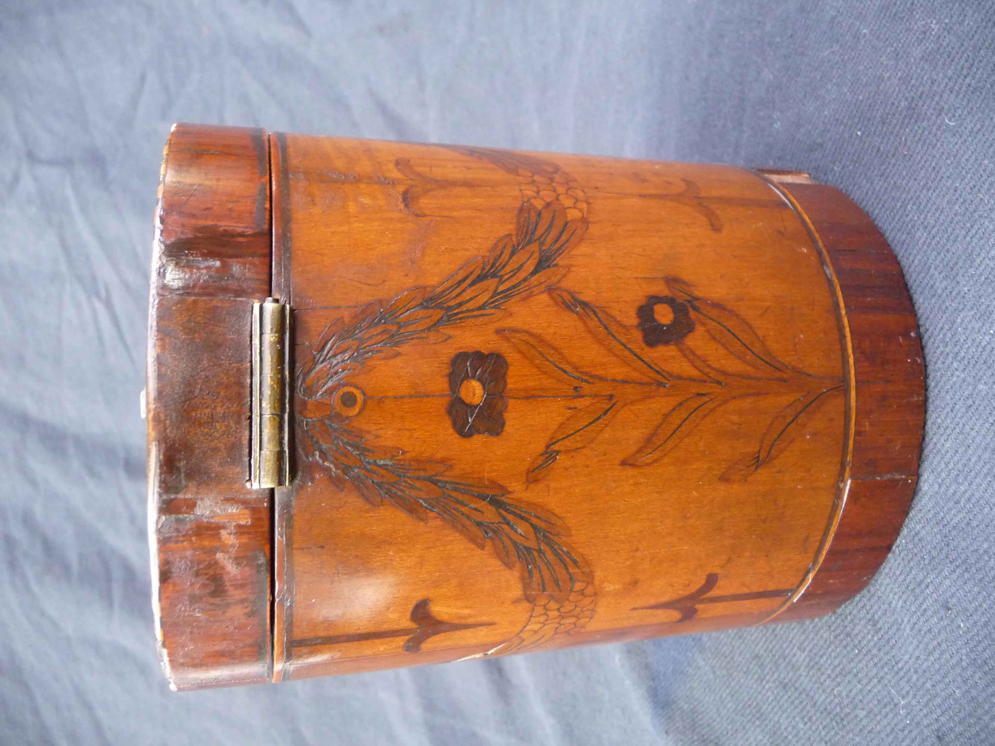 An extremely rare George III cylindrical tea caddy, the hinged lid with silver (unmarked) handle, - Image 4 of 8