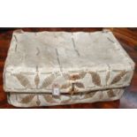 An African rectangular hide trunk with a woven design. Width 60cm.