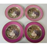 A set of four Pratt colour printed fruit plates by M.W.& Co diameter 21.5cm.