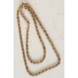 A 9ct. yellow and white gold twisted rope chain, 23.1g.