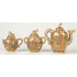 A Japanese Satsuma pottery tea service, 19th century, comprising of teapot,