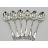 Six golfing finial silver coffee spoons.