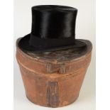 A silk top hat, monogrammed 'A.G.S. Extra Quality Walter Barnard & Son, 97 Jermyn St. St.