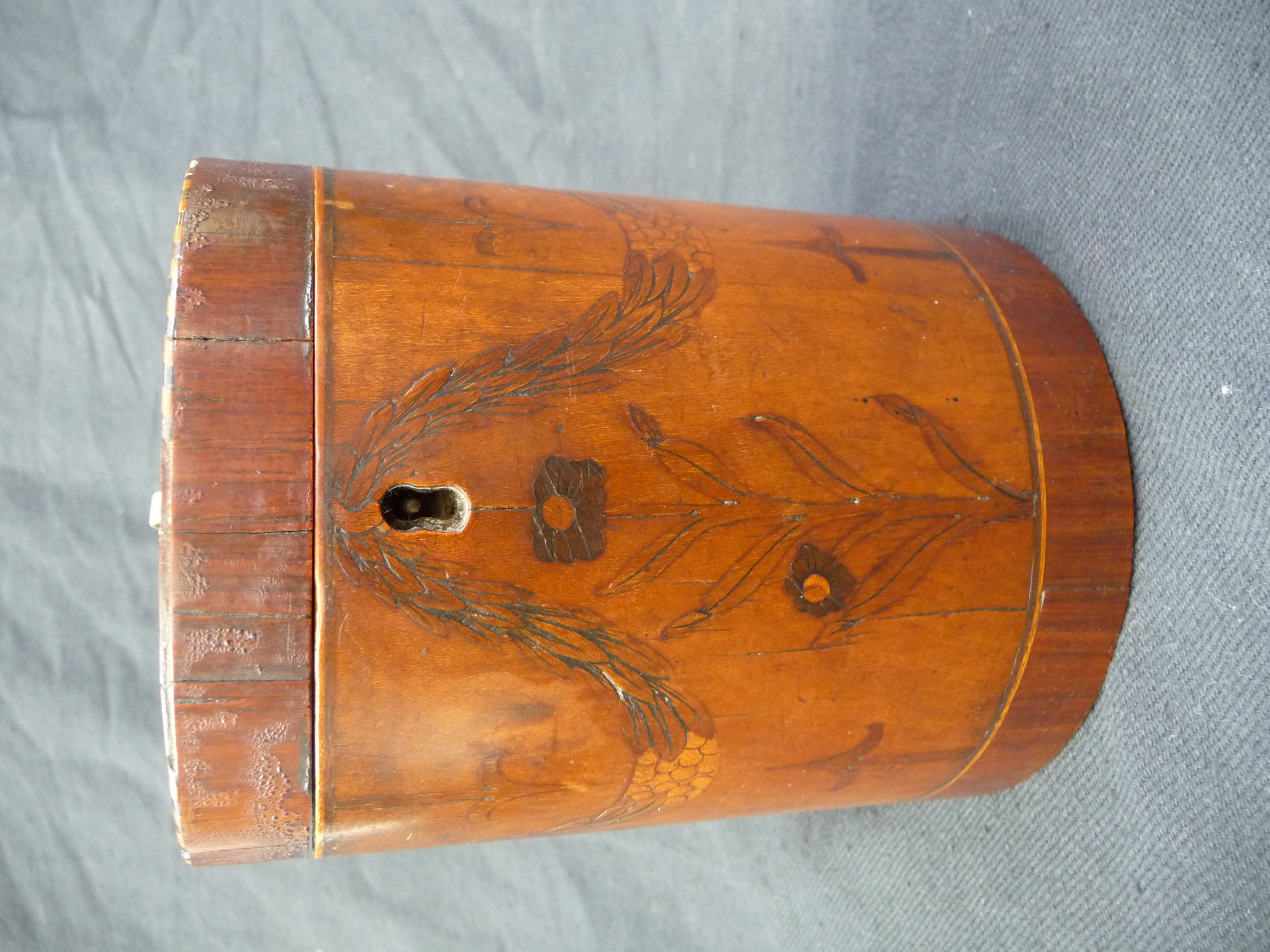 An extremely rare George III cylindrical tea caddy, the hinged lid with silver (unmarked) handle, - Image 2 of 8