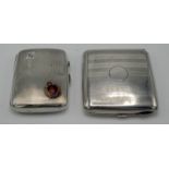 A Royal Engineers enamelled silver cigarette case and one other silver cigarette case, 5oz.