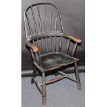 An early 19th century Penwith stickback armchair, painted green.