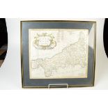 An 18th century Robert Morden map of Cornwall, 36 x 43cm.