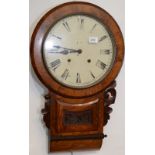 A Victorian walnut drop case wall clock, height 71cm.