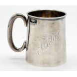 A silver christening mug, 2oz.