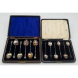 A set of six silver coffee spoons with bean knop finials, Birmingham 1923,