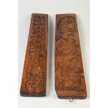 Two early 19th century carved wood gingerbread moulds,