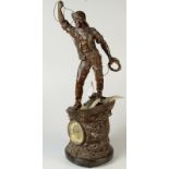 A spelter sculptural maritime mantle clock,