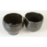 Two studio pottery tea bowls by Christa Marie Herrmann, Lamorna, heights 9.5cm and 9cm.