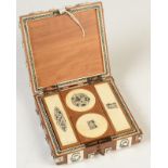 A 19th century Indian wood and ivory Vizagapatam counters box,