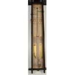 A late 19th century Admiral Fitzroy barometer with storm glass and thermometer in an ebonised case