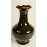 A Chinese Yen Yen influenced bulbous bodied bottle vase with waisted neck and gallery rimmed mouth,