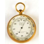 A gilt metal cased pocket barometer by Heath & Stoneman Ltd, 'compensated for temperature G26629,