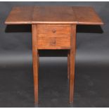 A mahogany small Pembroke table fitted two drawers to one side, a pot cupboard to the other, 56cm.